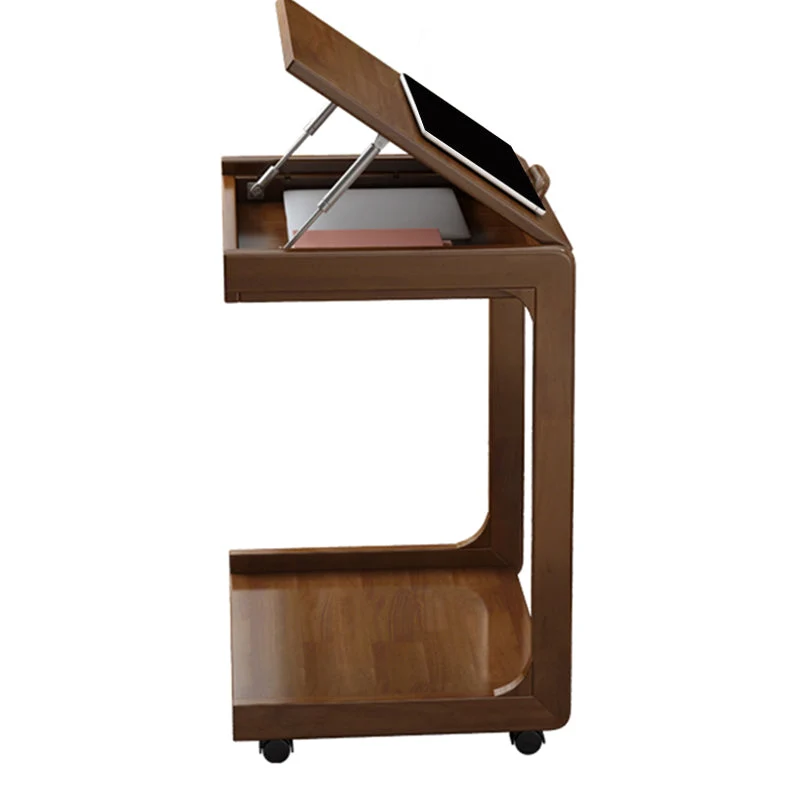 Bureau d'écriture moderne en bois, bureau rectangulaire avec roulettes Clearhalo