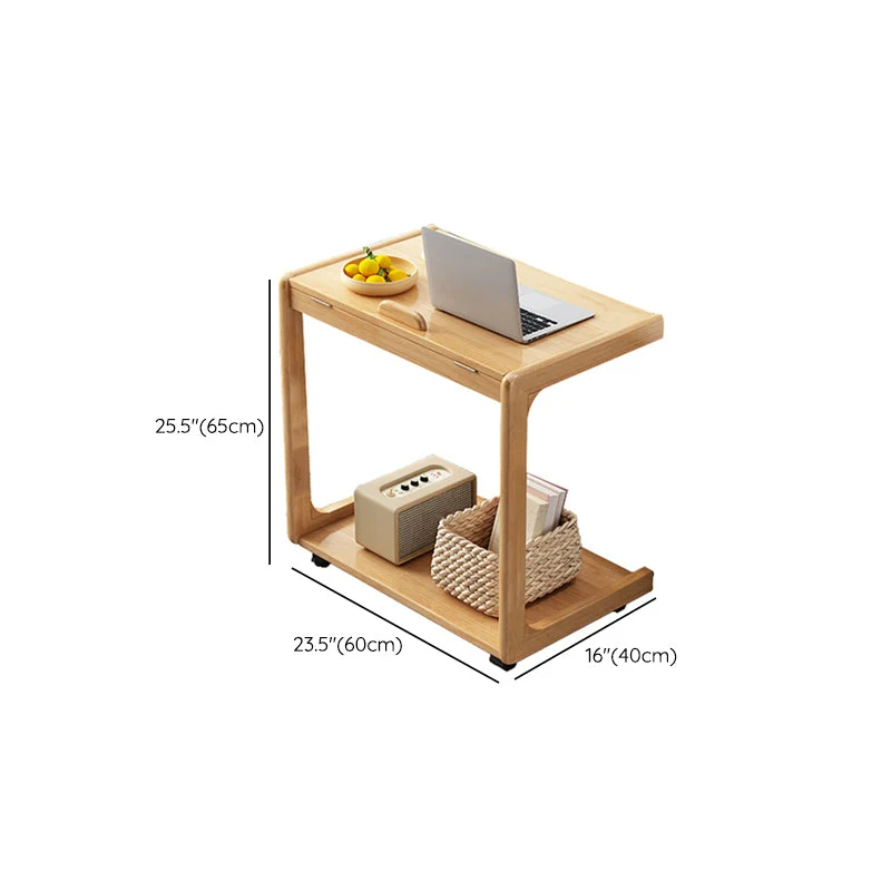 Bureau d'écriture moderne en bois, bureau rectangulaire avec roulettes Clearhalo