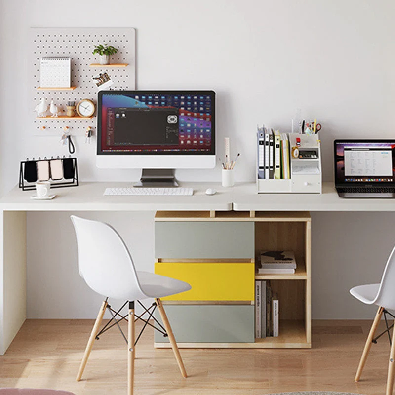 Bureau d'écriture moderne en bois d'ingénierie avec 3 tiroirs Clearhalo