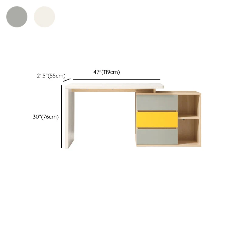 Bureau d'écriture moderne en bois d'ingénierie avec 3 tiroirs Clearhalo