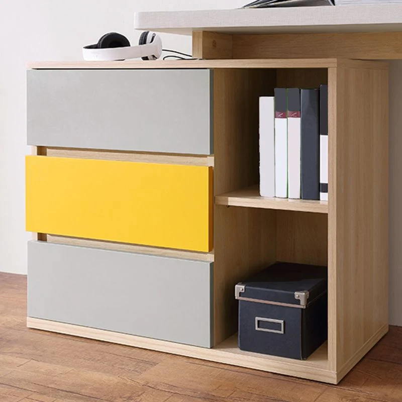 Bureau d'écriture moderne en bois d'ingénierie avec 3 tiroirs Clearhalo