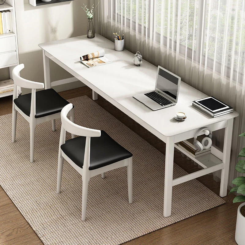 Bureau d'écriture moderne en bois massif, 21.65 pouces de large, bureau en bois d'hévé pour la maison Clearhalo