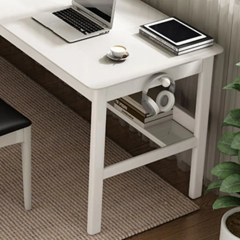 Bureau d'écriture moderne en bois massif, 21.65 pouces de large, bureau en bois d'hévé pour la maison Clearhalo