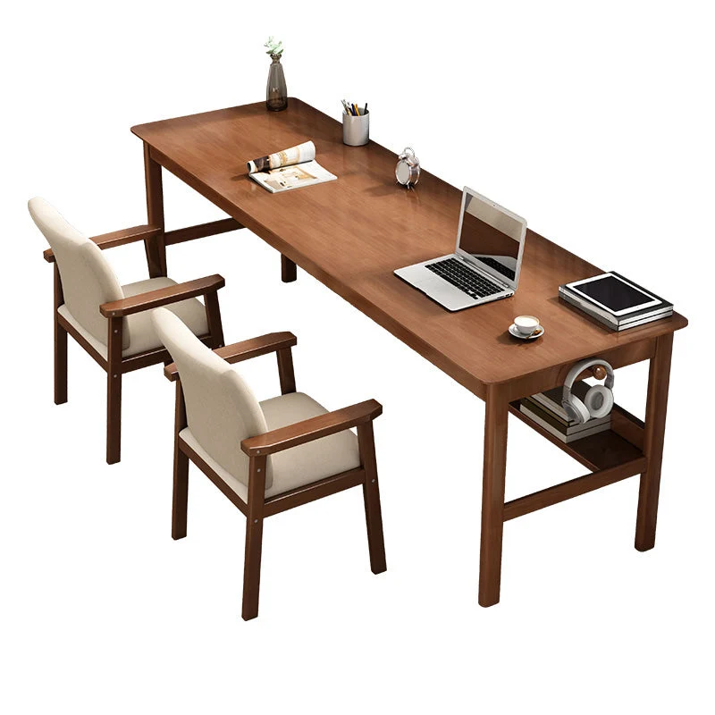 Bureau d'écriture moderne en bois massif, 21.65 pouces de large, bureau en bois d'hévé pour la maison Clearhalo