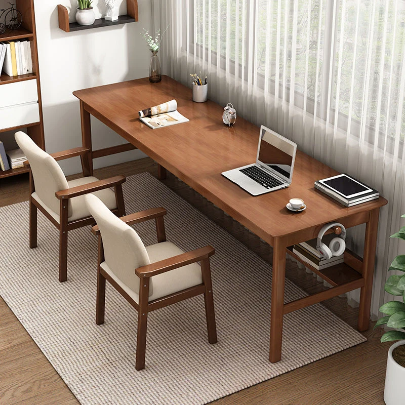 Bureau d'écriture moderne en bois massif, 21.65 pouces de large, bureau en bois d'hévé pour la maison Clearhalo