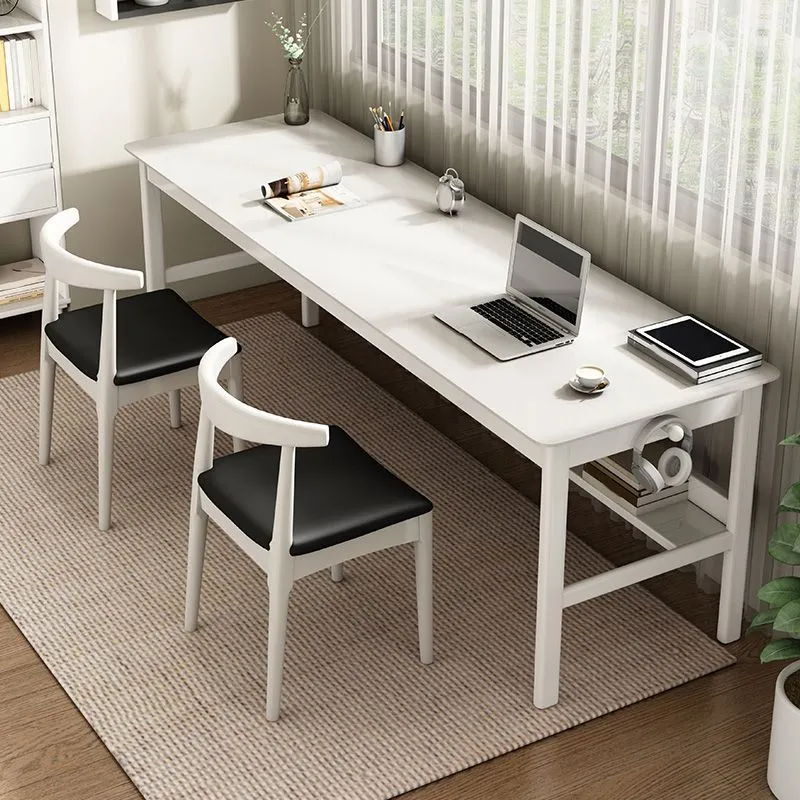Bureau d'écriture moderne en bois massif, 21.65 pouces de large, bureau en bois d'hévé pour la maison Clearhalo
