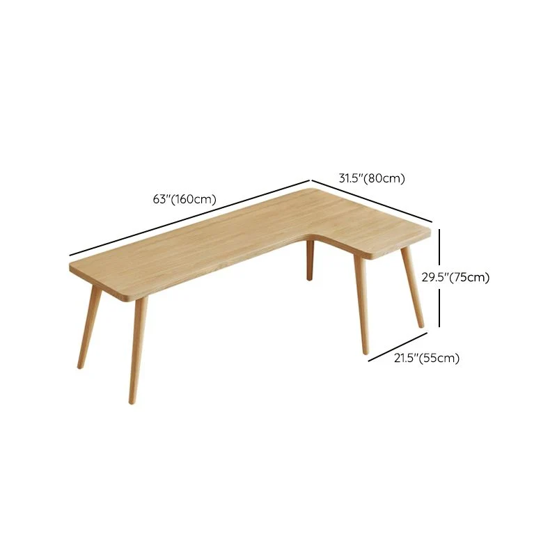 Bureau d'écriture moderne en bois massif, bureau en forme de L pour le bureau Clearhalo