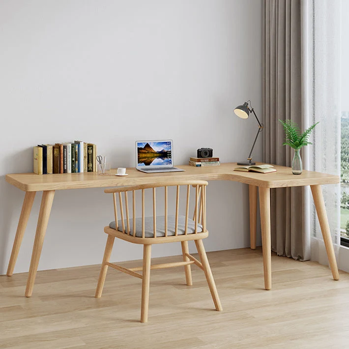 Bureau d'écriture moderne en bois massif, bureau en forme de L pour le bureau Clearhalo