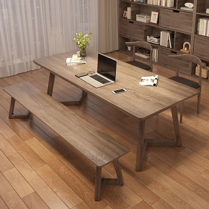 Bureau d'écriture moderne en bois massif, bureau rectangulaire de 29,53 po de haut avec base luge Clearhalo