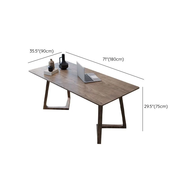 Bureau d'écriture moderne en bois massif, bureau rectangulaire de 29,53 pouces de haut Clearhalo