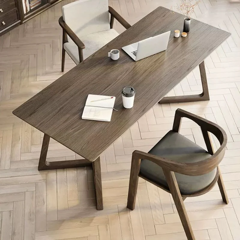 Bureau d'écriture moderne en bois massif, bureau rectangulaire de 29,53 pouces de haut Clearhalo