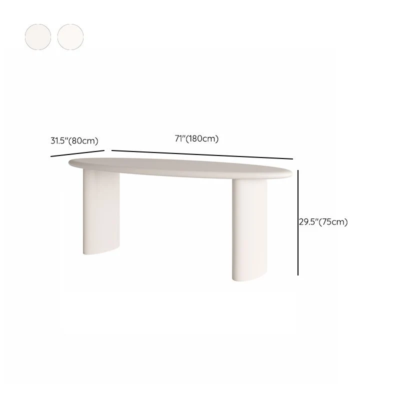 Bureau d'écriture moderne en bois massif, ovale, blanc et beige, Parsons Clearhalo