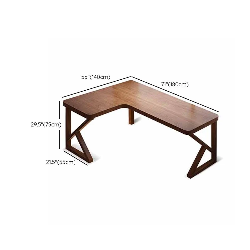 Bureau d'écriture moderne en forme de L, 29,25 pouces de hauteur, bureau en bois massif Clearhalo