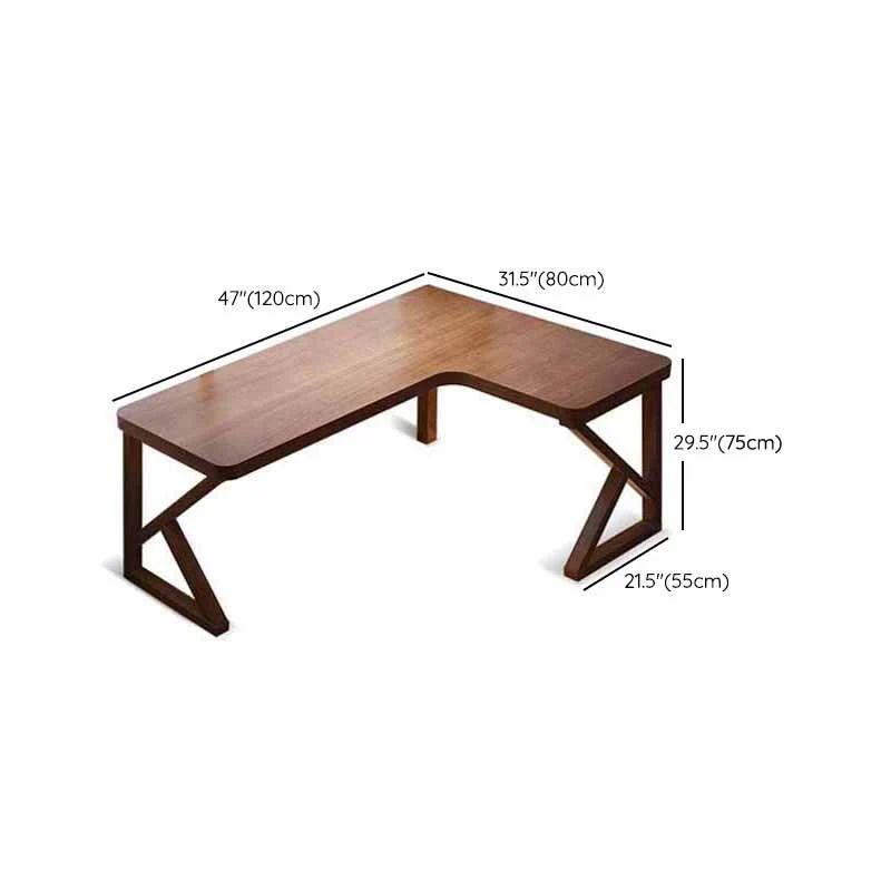 Bureau d'écriture moderne en forme de L, 29,25 pouces de hauteur, bureau en bois massif Clearhalo