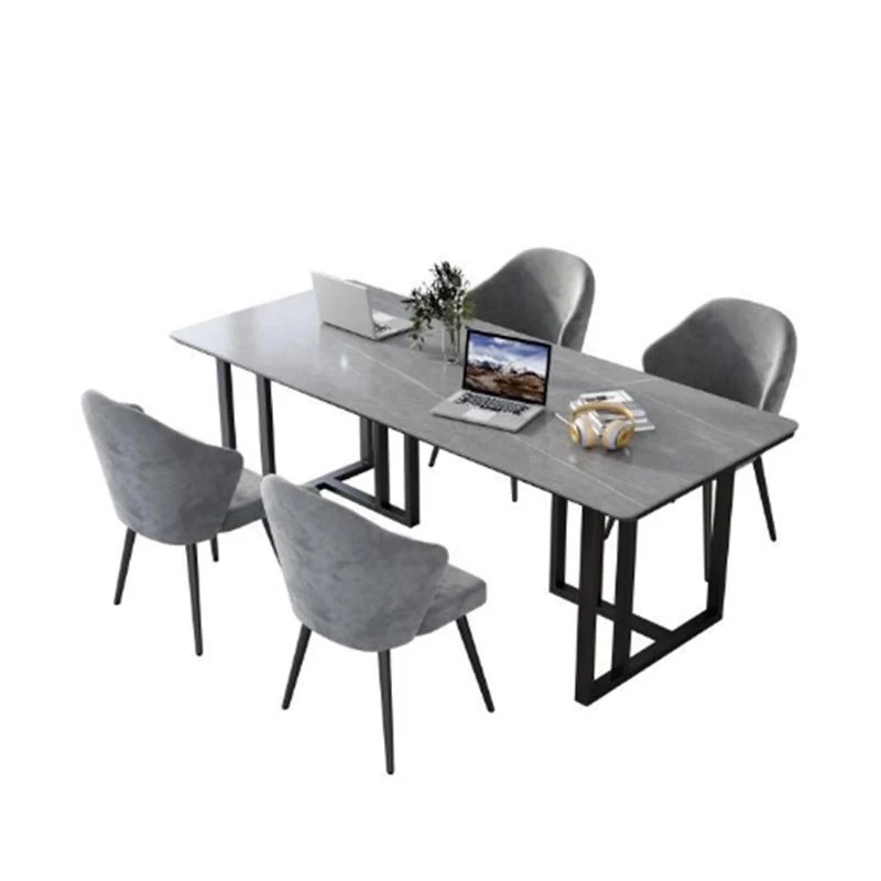 Bureau d'écriture moderne en pierre de 29,53 po de hauteur, bureau gris courbé Clearhalo