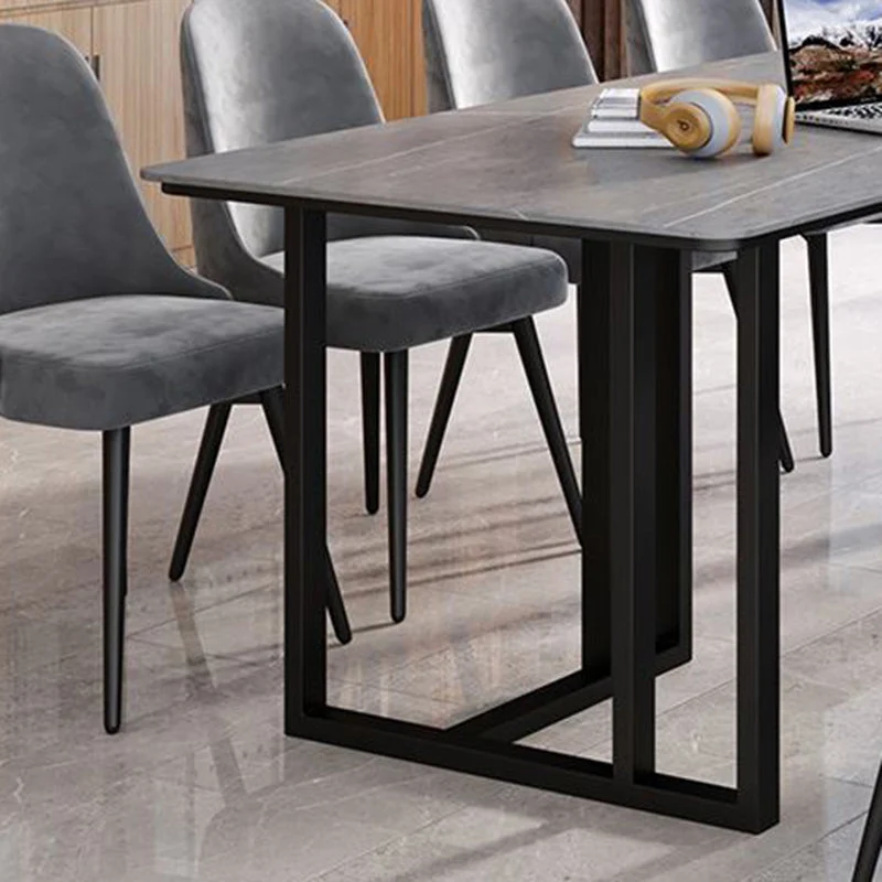 Bureau d'écriture moderne en pierre de 29,53 po de hauteur, bureau gris courbé Clearhalo