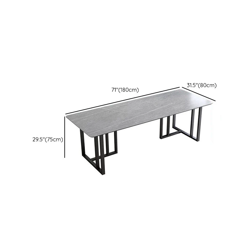 Bureau d'écriture moderne en pierre de 29,53 po de hauteur, bureau gris courbé Clearhalo