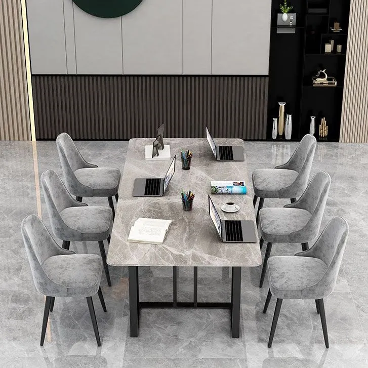 Bureau d'écriture moderne en pierre agglomérée par bureau à domicile de table de réunion incurvée Clearhalo
