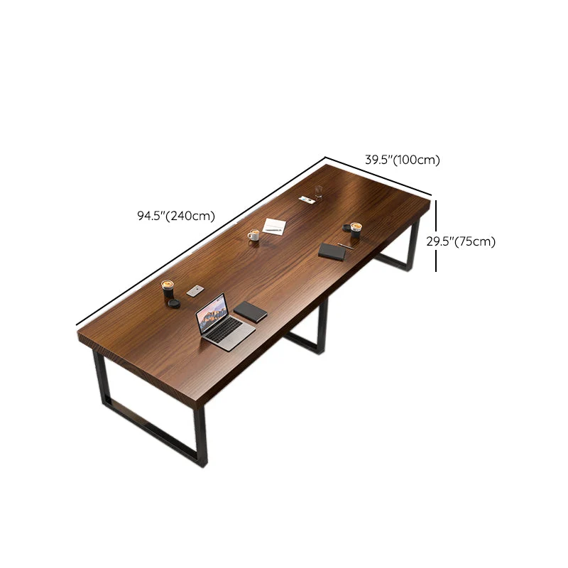 Bureau d'écriture moderne rectangulaire en bois massif, hauteur de 29,25 pouces Clearhalo