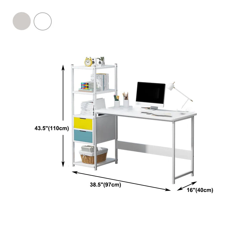 Bureau d'écriture en métal et bois, bureau d'angle contemporain pour chambre à coucher avec bibliothèque Clearhalo