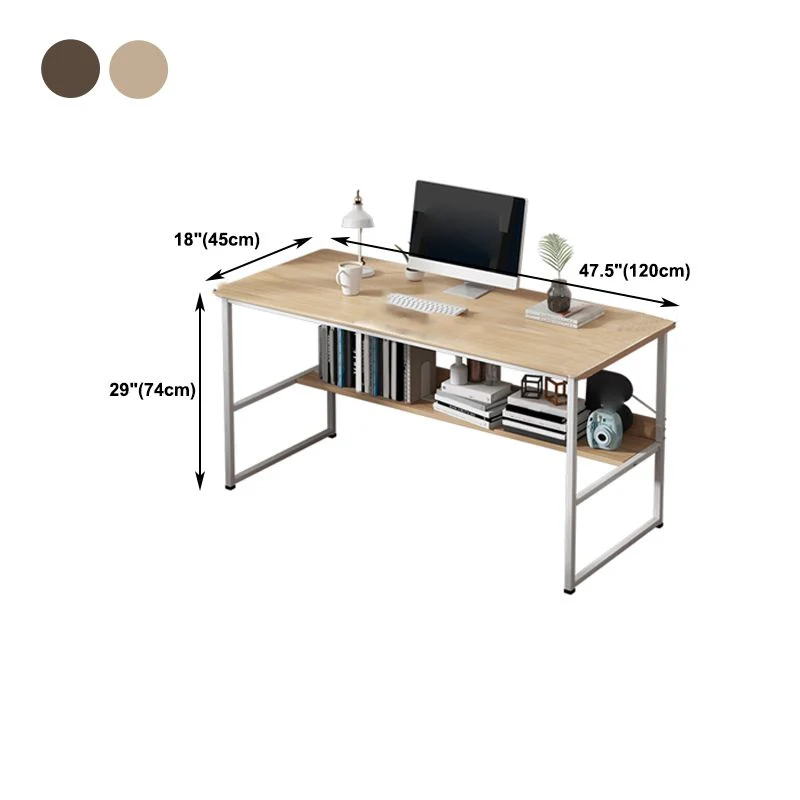 Bureau d'écriture en métal et bois, bureau d'angle contemporain pour chambre à coucher avec bibliothèque Clearhalo