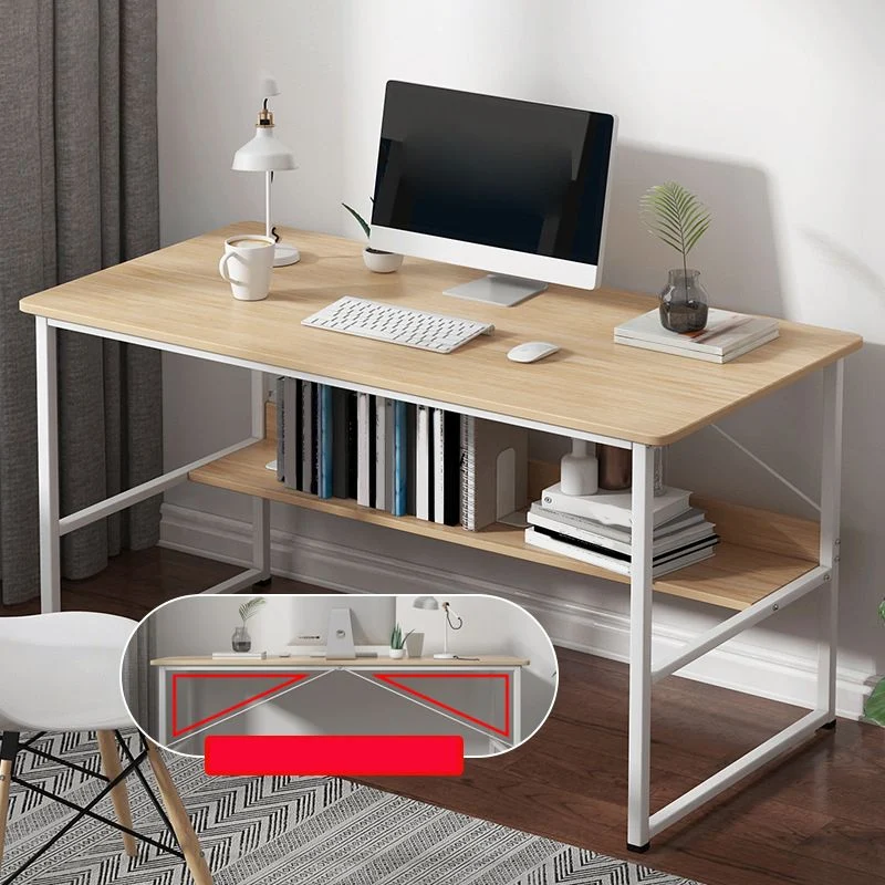 Bureau d'écriture en métal et bois, bureau d'angle contemporain pour chambre à coucher avec bibliothèque Clearhalo