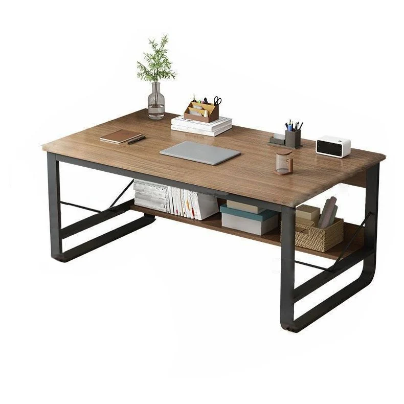 Bureau d'écriture en métal et en bois, bureau rectangulaire à base luge pour le bureau Clearhalo