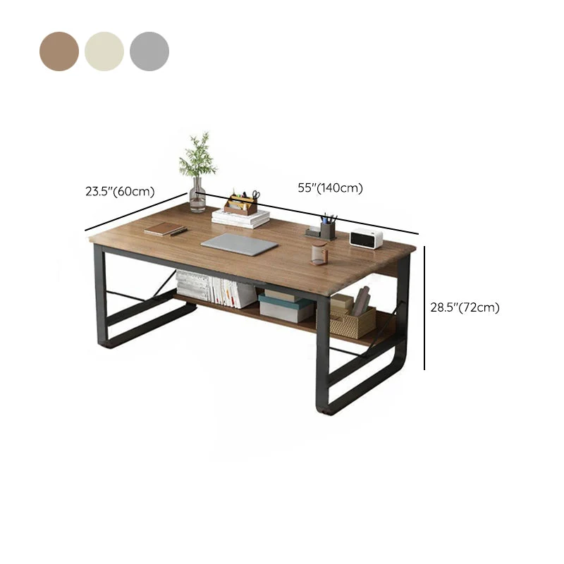 Bureau d'écriture en métal et en bois, bureau rectangulaire à base luge pour le bureau Clearhalo
