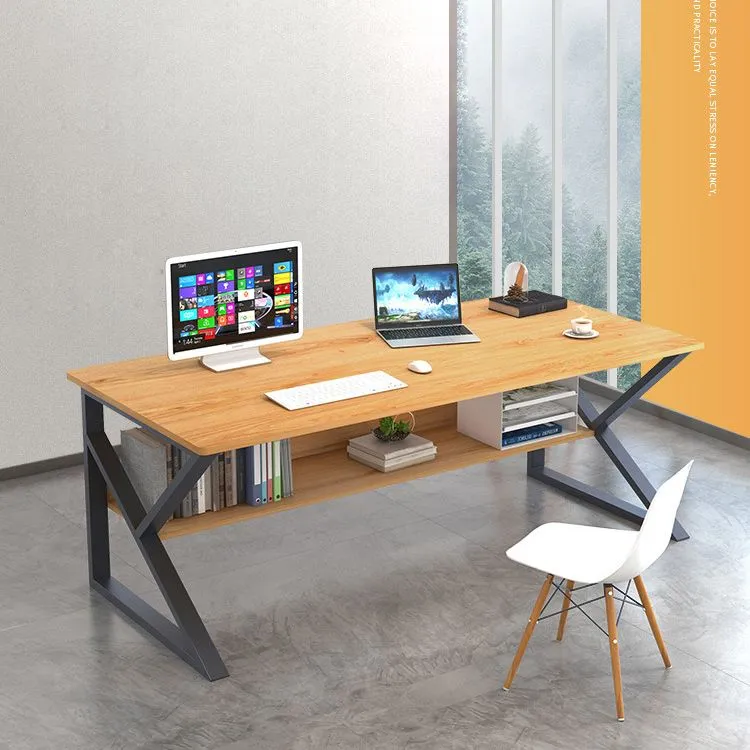 Bureau d'écriture en métal et en bois, bureau rectangulaire industriel pour la maison Clearhalo