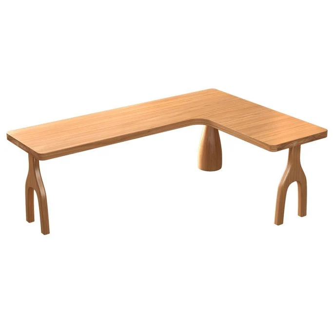 Bureau d'écriture naturel Bureau de direction contemporain en pin en forme de L Clearhalo