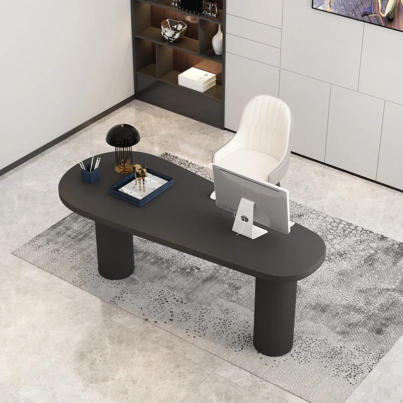 Bureau d'écriture noir et blanc en bois de frêne industriel Clearhalo