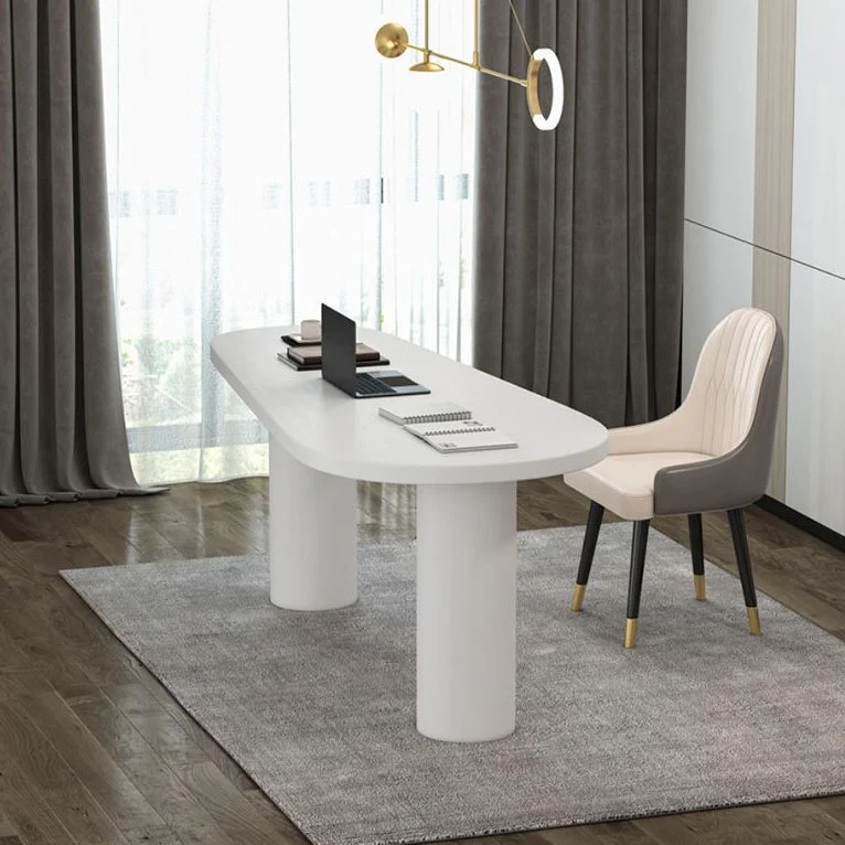 Bureau d'écriture noir et blanc en bois de frêne industriel Clearhalo