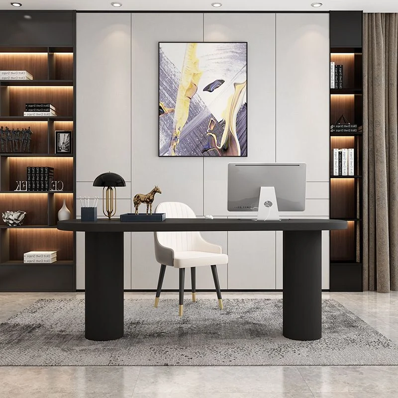 Bureau d'écriture noir/blanc, bureau industriel en bois artificiel Clearhalo