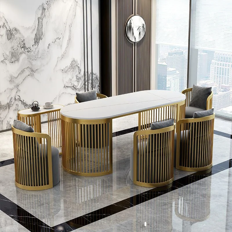 Bureau d'écriture ovale blanc Glam de 29 po de hauteur avec pieds en métal Clearhalo
