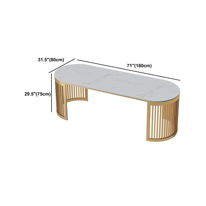 Bureau d'écriture ovale blanc Glam de 29 po de hauteur avec pieds en métal Clearhalo