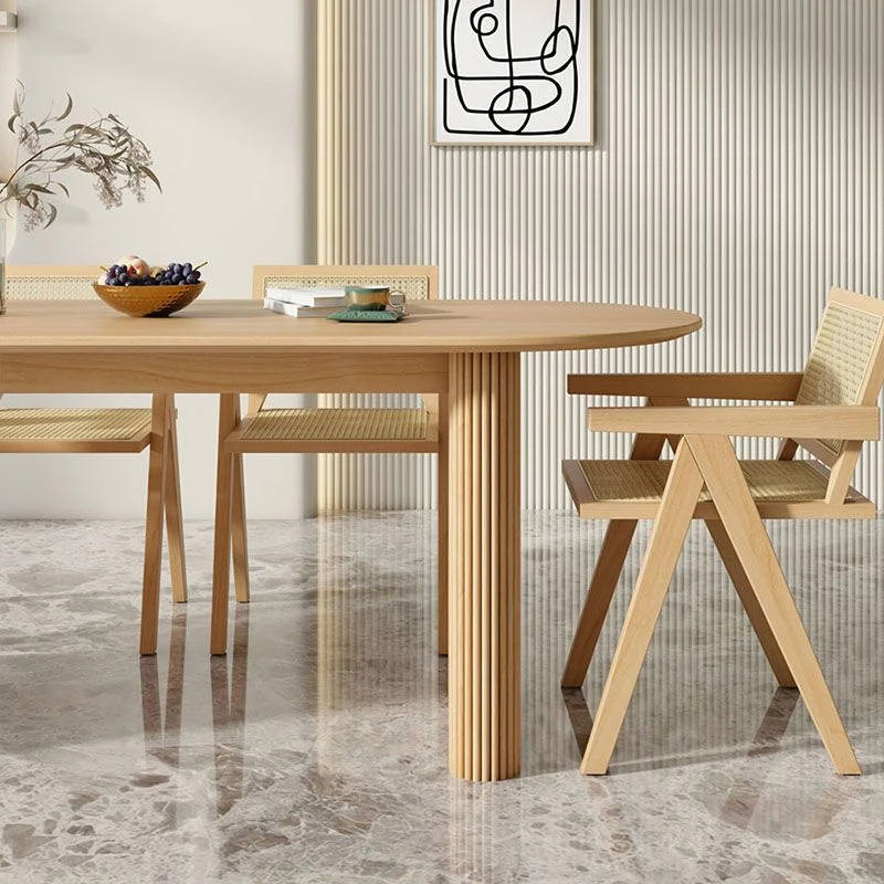 Bureau d'écriture ovale en bois massif, bureau de réunion moderne et naturel pour le bureau Clearhalo