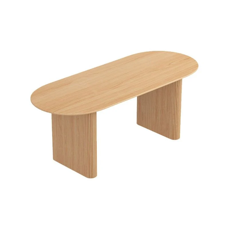 Bureau d'écriture ovale en bois massif, bureau de réunion moderne et naturel pour le bureau Clearhalo