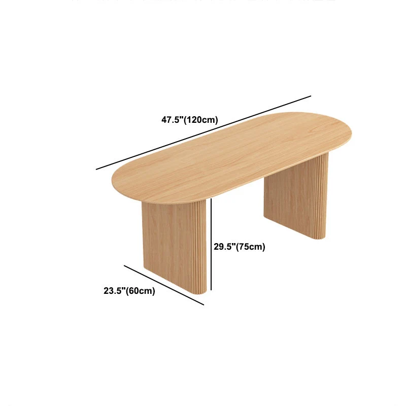 Bureau d'écriture ovale en bois massif, bureau de réunion moderne et naturel pour le bureau Clearhalo