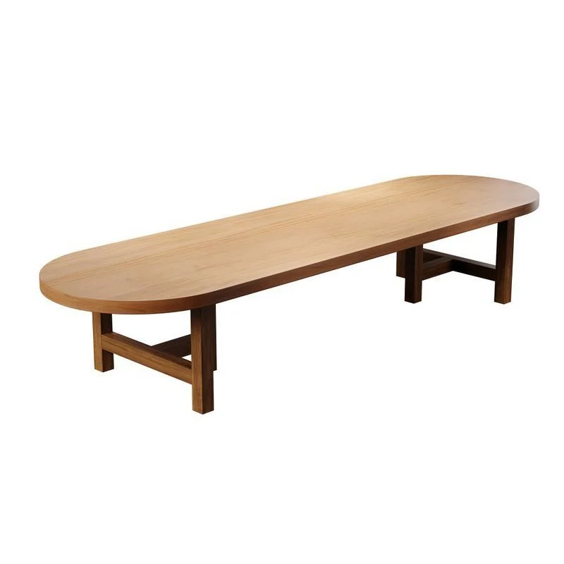 Bureau d'écriture ovale industriel, bureau à base de traîneau en bois massif Clearhalo