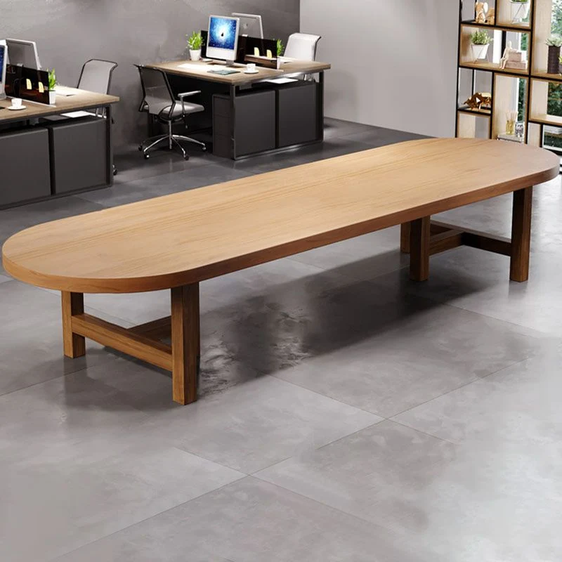Bureau d'écriture ovale moderne en bois massif de 29,25 pouces H Clearhalo