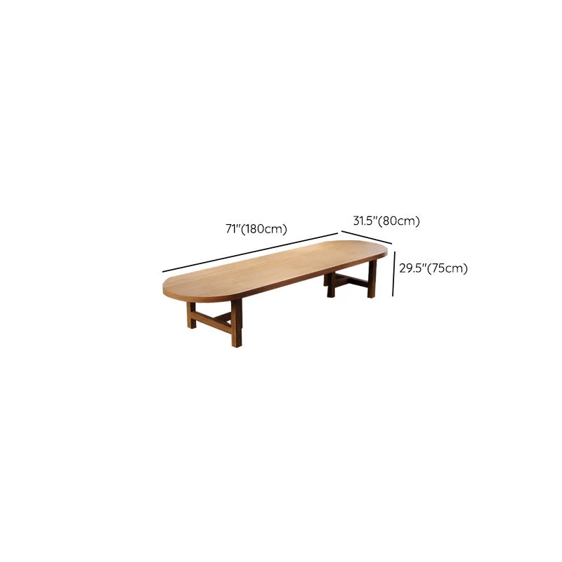 Bureau d'écriture ovale moderne en bois massif de 29,25 pouces H Clearhalo