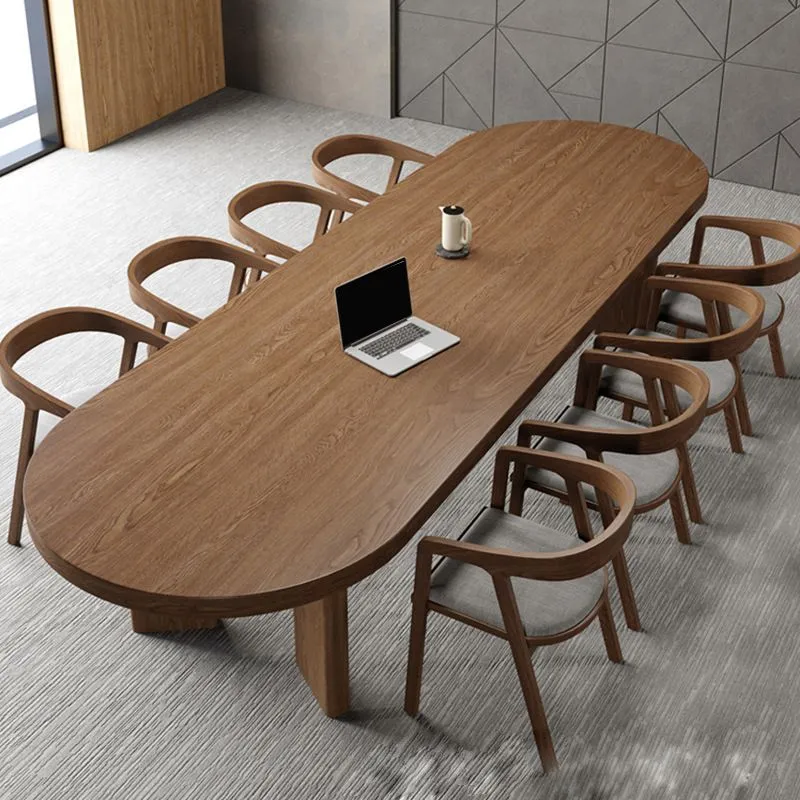 Bureau d'écriture ovale moderne et contemporain, coque de bureau en pin Clearhalo