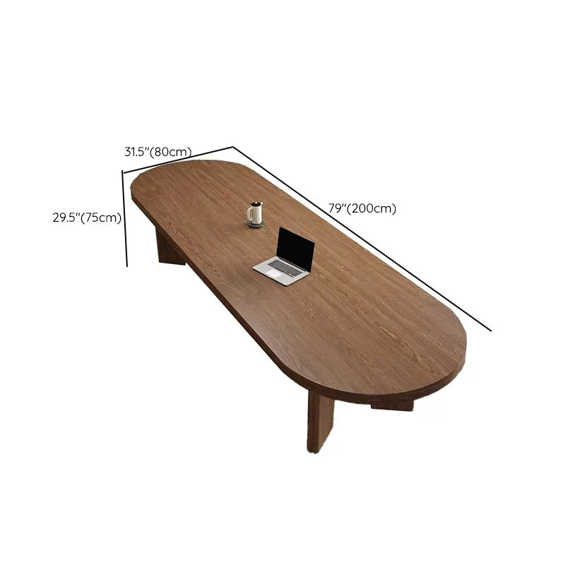 Bureau d'écriture ovale moderne et contemporain, coque de bureau en pin Clearhalo