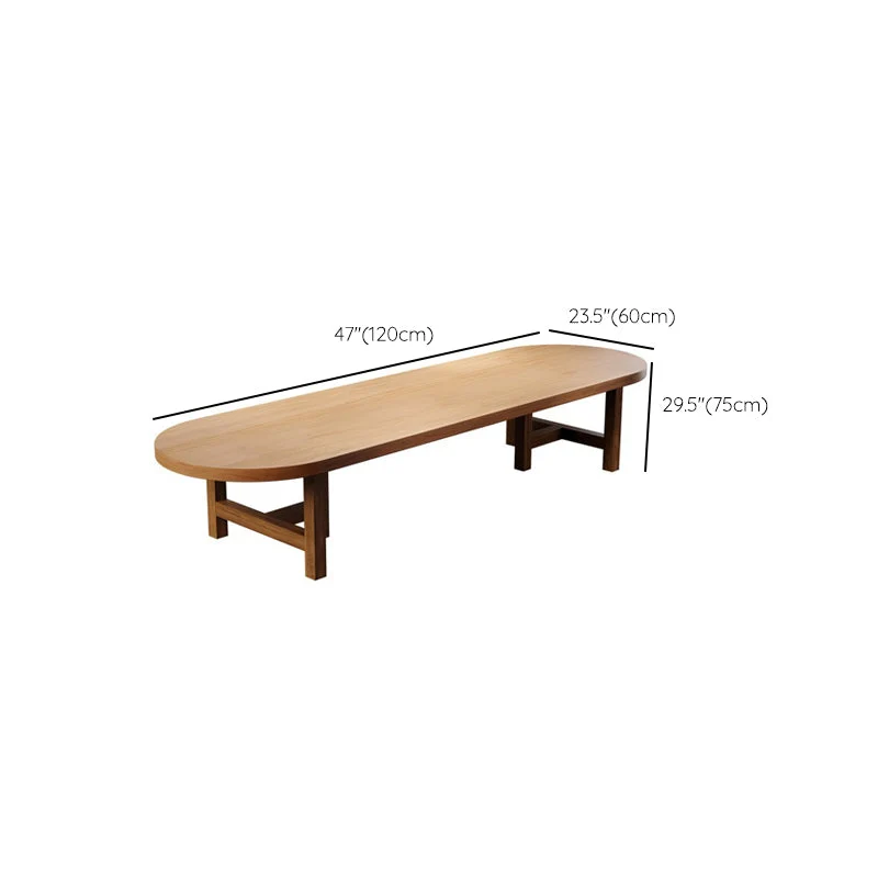 Bureau d'écriture ovale moderne en pin, bureau naturel de 29,5 pouces de haut Clearhalo