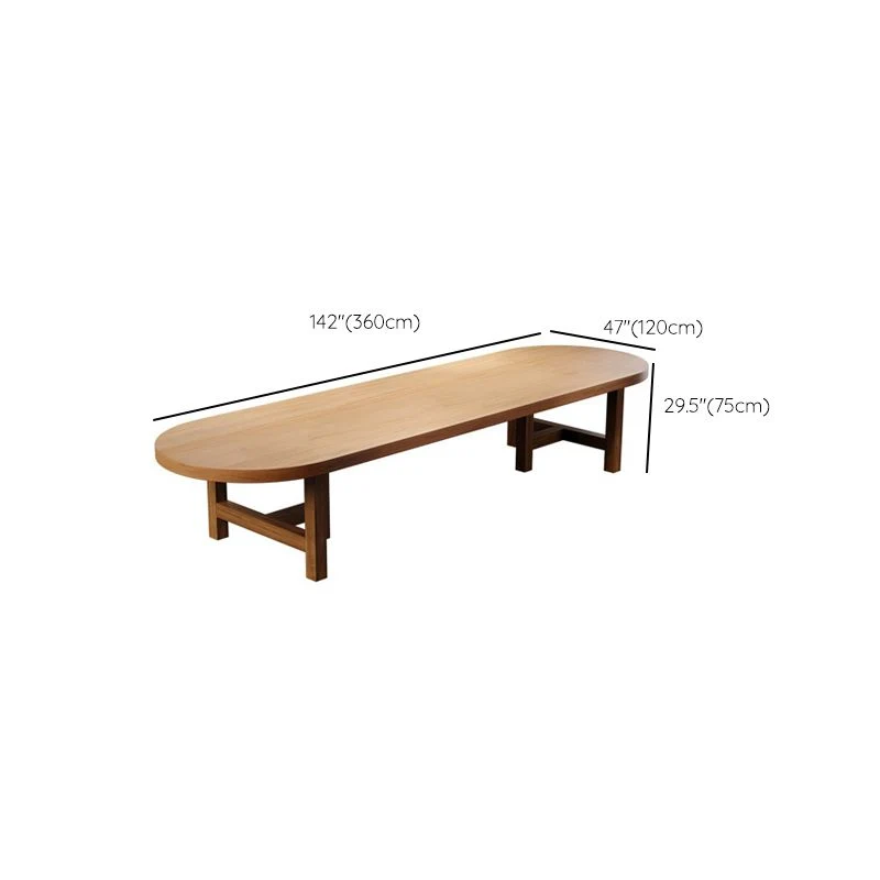 Bureau d'écriture ovale moderne en pin, bureau naturel de 29,5 pouces de haut Clearhalo