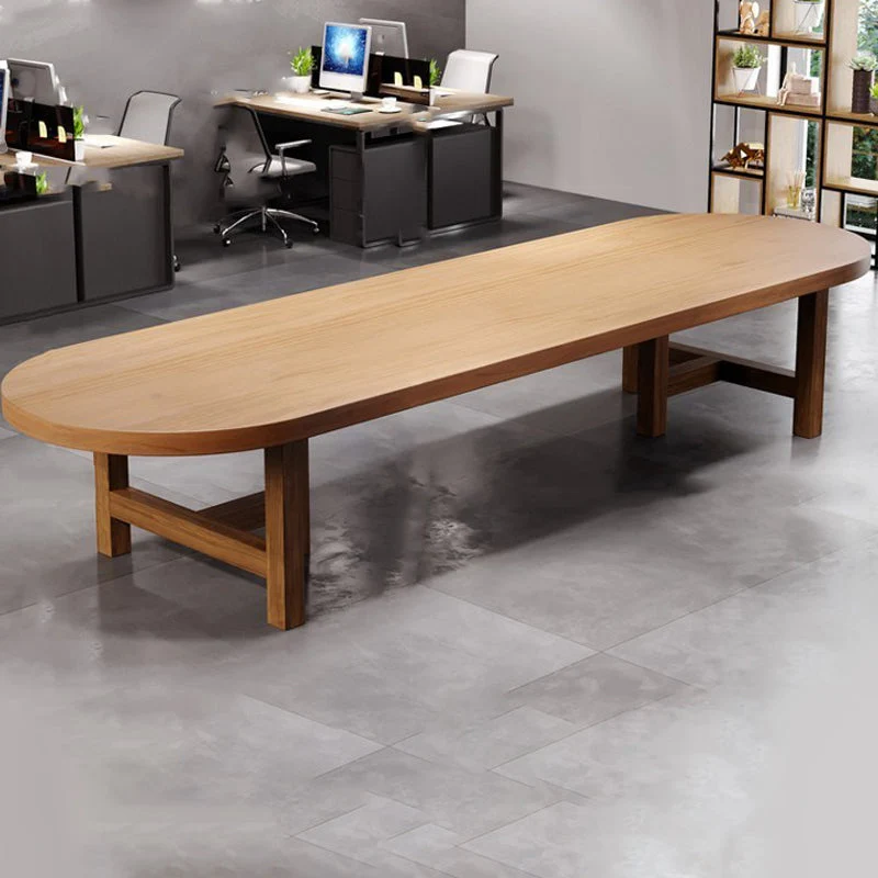 Bureau d'écriture ovale moderne en pin, bureau naturel de 29,5 pouces de haut Clearhalo