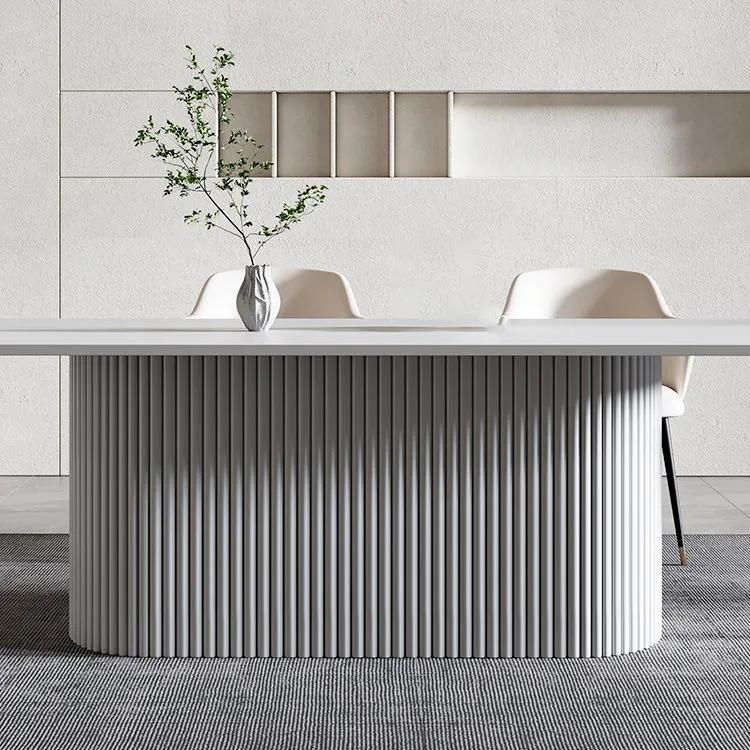 Bureau d'écriture ovale en pierre de bureau moderne de hauteur de 29,25 pouces Clearhalo