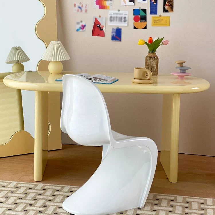 Bureau d'écriture ovale de style contemporain, bureau à domicile en bois massif de pin Clearhalo