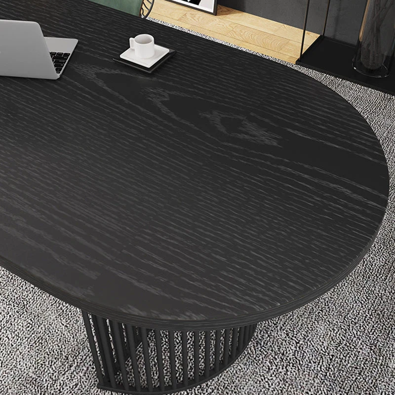 Bureau d'écriture ovale de Style industriel, bureau à base de traîneau en bois massif Clearhalo
