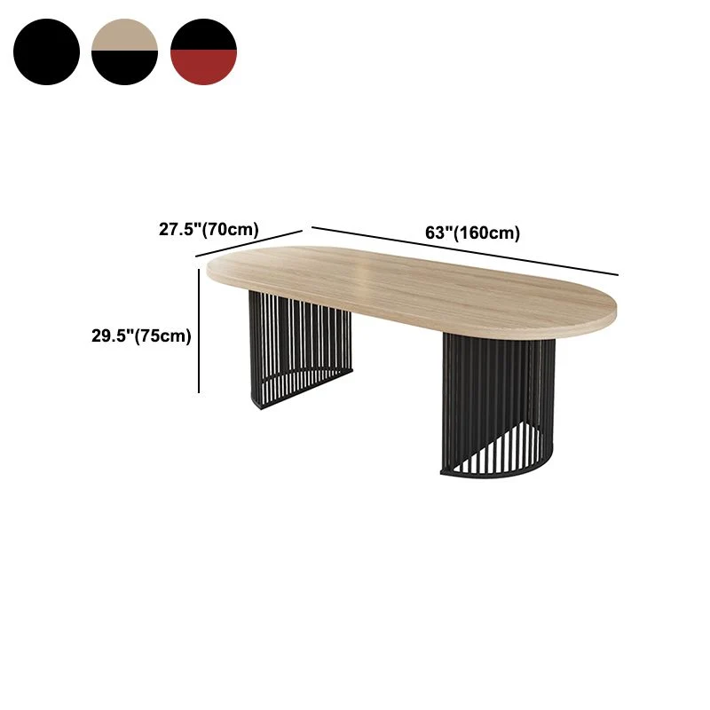 Bureau d'écriture ovale de Style industriel, bureau à base de traîneau en bois massif Clearhalo